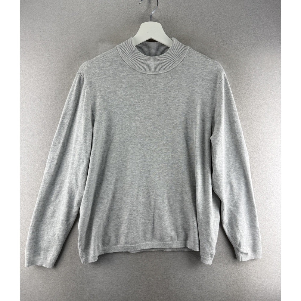 Chicos Women's Sz 3 (XL) Gray Nylon Blend Knitted Mock Neck Soft Fabric Sweater